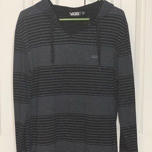 Vans black & grey striped mens large light hoodie